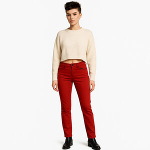 CLUB MONACO Terracotta Brick Colour Mid Rise Skinny Stretch Denim Pants, 8